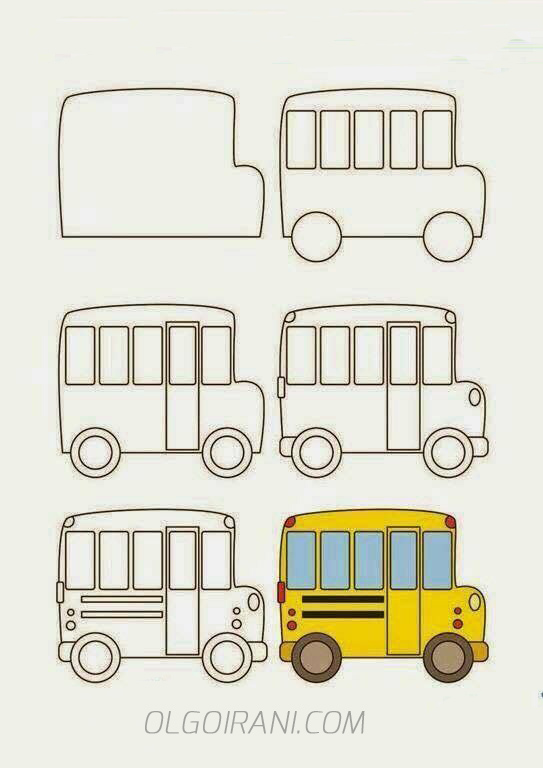 نقاشی ساده اتوبوس